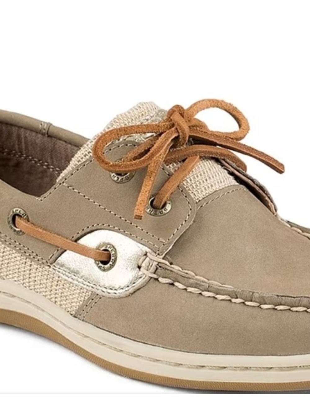 Sperry Women's Taupe Boat Shoe with Tan Laces